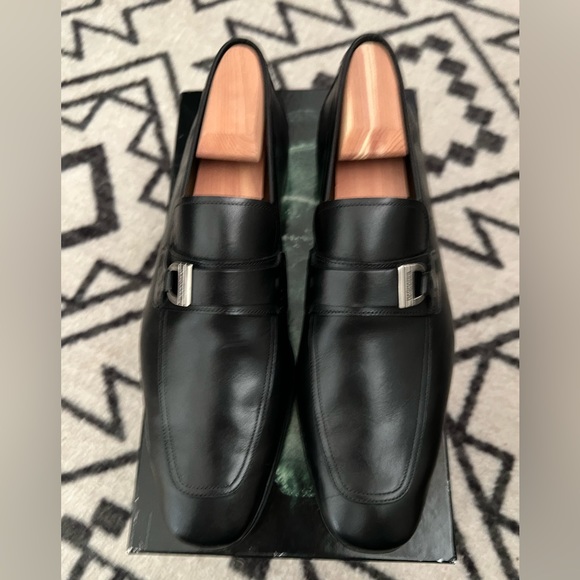 Magnanni Black Buckle Loafer Dress Shoe 10M - Picture 1 of 10